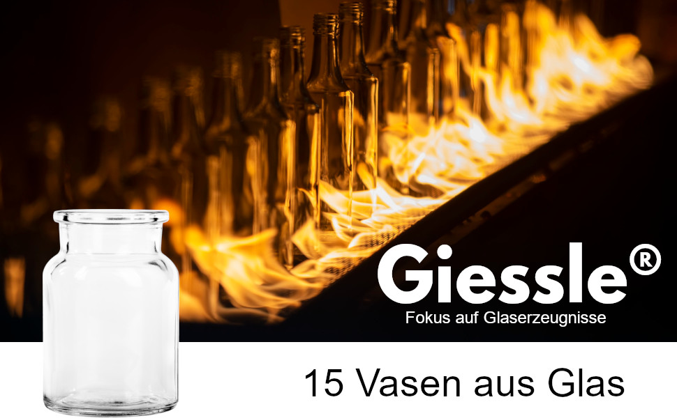 15 Stück Giessle Vasen aus Glas